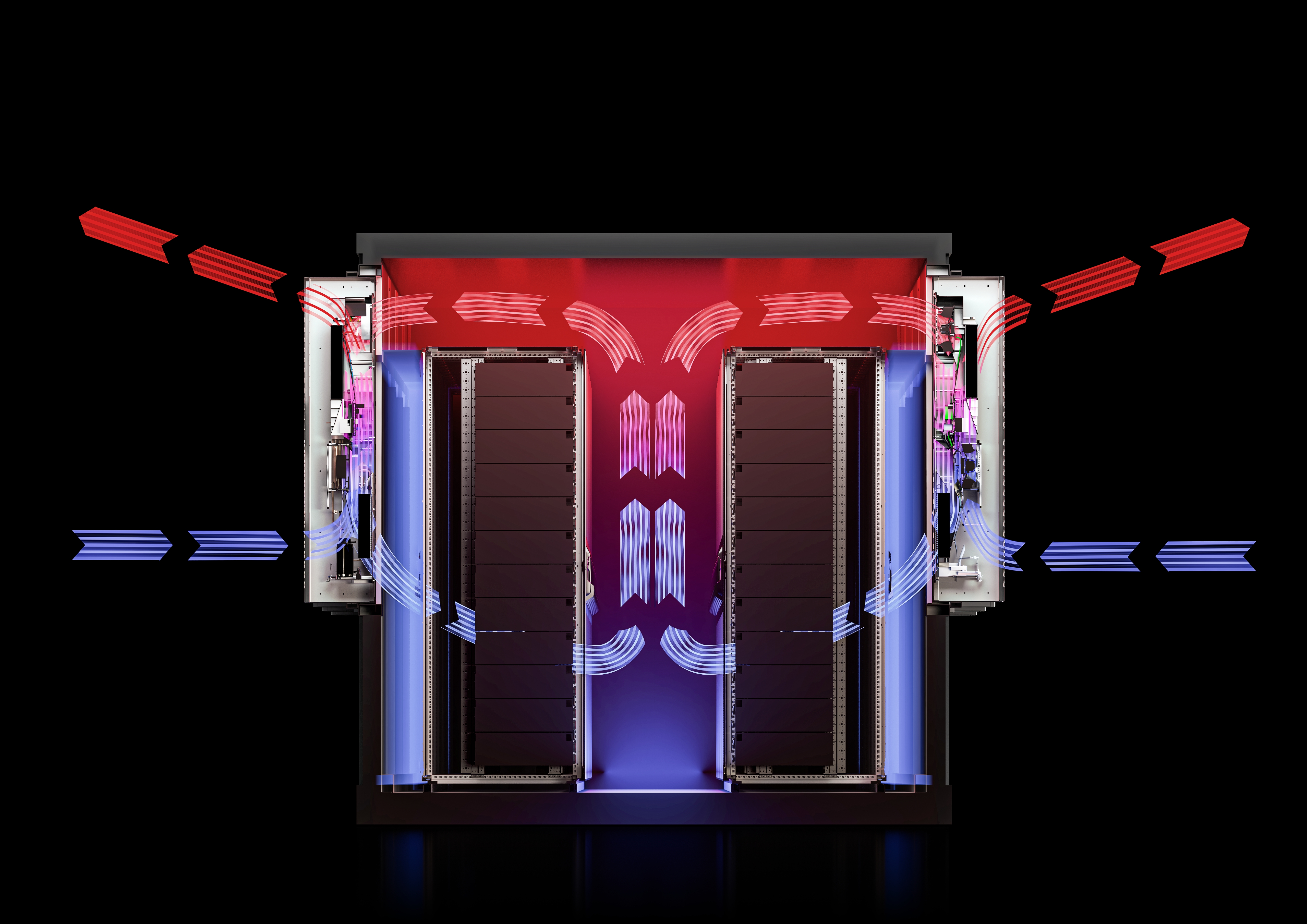 An image showing what causes IT equipment to overheat and how the cooling works. 